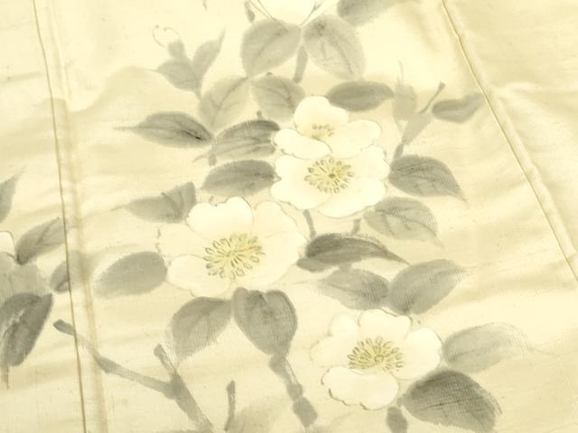 平和屋着物●訪問着 作家物 手描き 紬地 草花文 正絹 逸品 DABF3623op