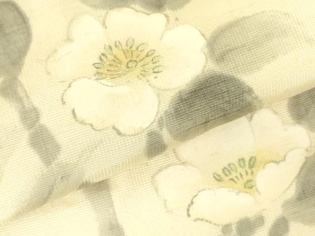 平和屋着物●訪問着 作家物 手描き 紬地 草花文 正絹 逸品 DABF3623op