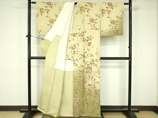 平和屋着物●訪問着 更紗花文 暈し染め 金彩 正絹 逸品 DABF3624op