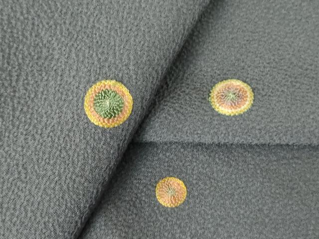 平和屋着物●上質な小紋 刺繍 花丸文 正絹 逸品 DABF3625op