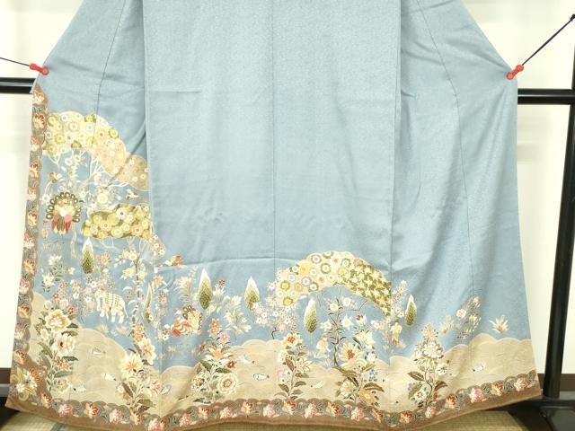 平和屋着物●豪華色留袖 刺繍 動物風景花文 金彩 正絹 逸品 DABF3633op