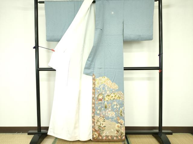 平和屋着物●豪華色留袖 刺繍 動物風景花文 金彩 正絹 逸品 DABF3633op