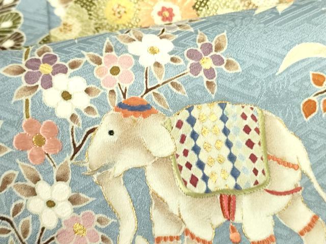 平和屋着物●豪華色留袖 刺繍 動物風景花文 金彩 正絹 逸品 DABF3633op