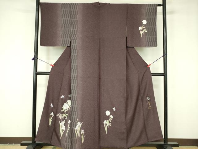 平和屋着物●染色の魔術師 染乃座・大久保玄才 そめのざ玄才 訪問着 総刺繍 舞蝶花文 やまと誂製 正絹 逸品 DABF3636op