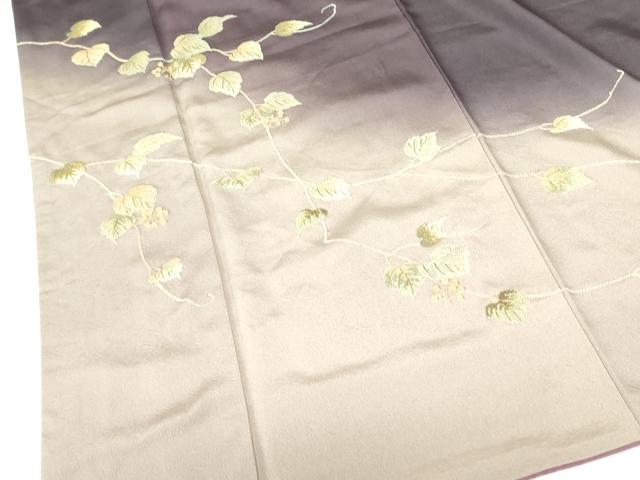 平和屋着物●中国三大刺繍 相良刺繍 総刺繍 訪問着 南天蔦の葉文 暈し染め 金糸 正絹 逸品 DABF3639op