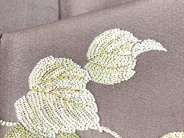 平和屋着物●中国三大刺繍 相良刺繍 総刺繍 訪問着 南天蔦の葉文 暈し染め 金糸 正絹 逸品 DABF3639op
