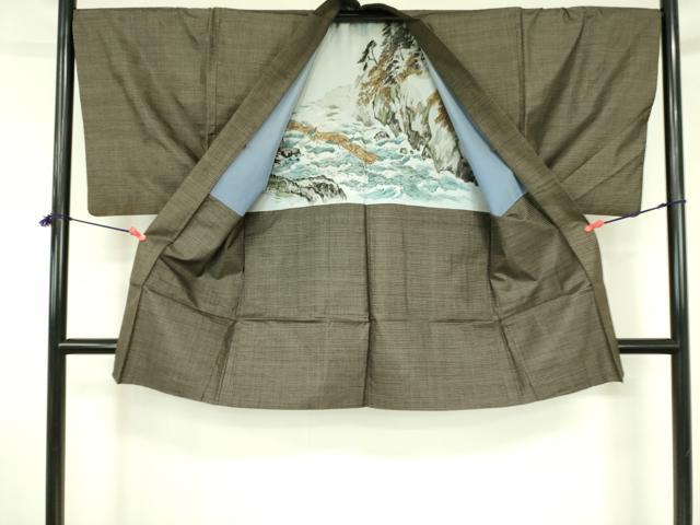 平和屋着物●男性 本場大島紬 アンサンブル 長羽織・長襦袢(袷)セット 100亀甲 総詰め 反端付き 正絹 逸品 DABF3643op