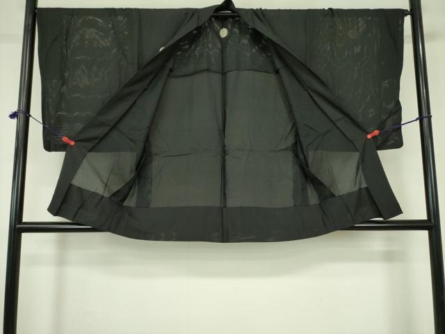 平和屋着物▽男性 黒紋付羽織 スリーシーズン 春夏秋 塵除け 絽 正絹 逸品 DABF3652op
