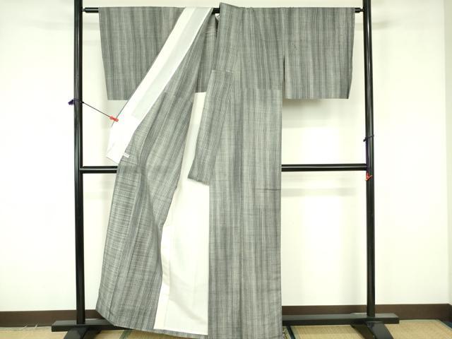 平和屋着物▽上質な紬 単衣 間道 正絹 逸品 DABF3667op