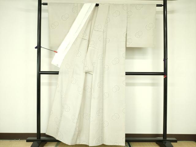 平和屋着物▽本塩沢 単衣 110亀甲 源氏車花文 正絹 逸品 DABF3669op