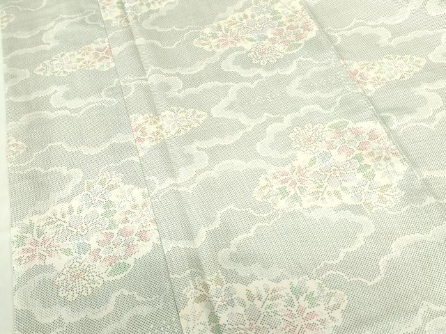 平和屋着物●本場大島紬 白大島 7マルキ 雲取花文 正絹 逸品 DABF3681op
