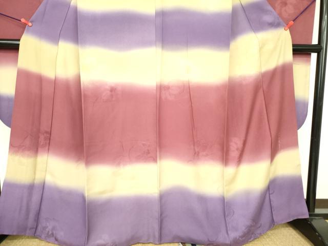 平和屋着物●パリコレクション ファッションモデル・デザイナー 山口小夜子 振袖 草花地紋 暈し染め 正絹 逸品 DABF3685op