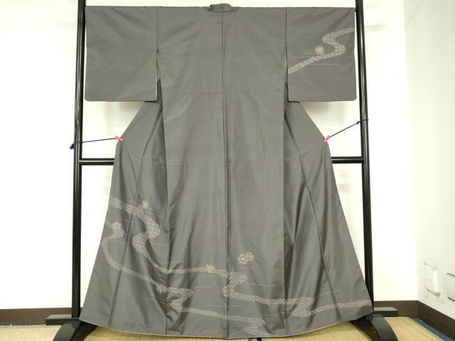 平和屋着物●本場大島紬 訪問着 刺し子 流水花文 正絹 逸品 DABF3686op