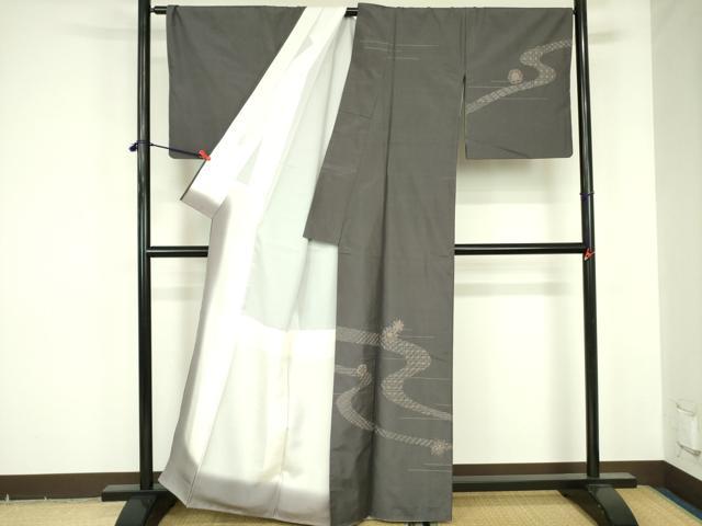 平和屋着物●本場大島紬 訪問着 刺し子 流水花文 正絹 逸品 DABF3686op