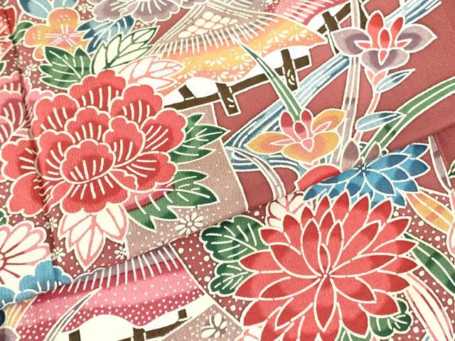 平和屋着物●豪華振袖 型染 風景花熨斗文 正絹 逸品 DABF3688op