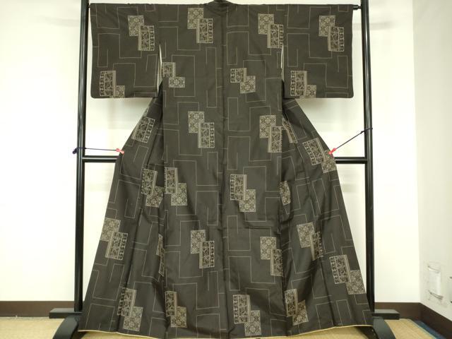 平和屋着物●本場大島紬 7マルキ 色紙花文 正絹 逸品 DABF3692op