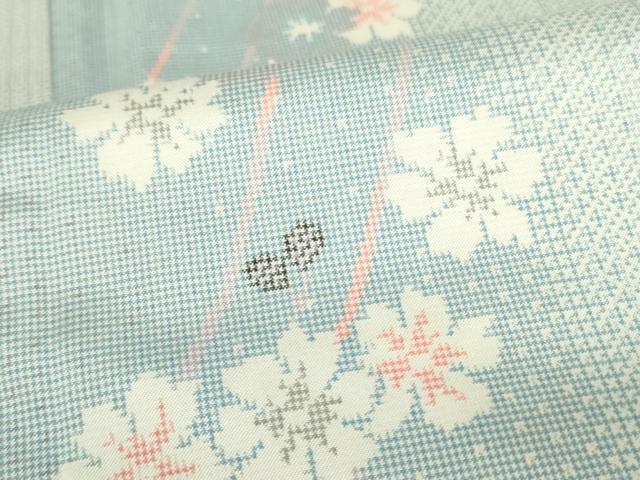 平和屋着物●本場大島紬 白大島 7マルキ 枝花 暈し染め 正絹 逸品 DABF3695op