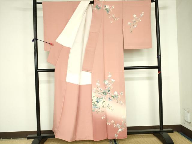 平和屋着物●訪問着 友禅 草花 暈し染め 正絹 逸品 DABF3698op