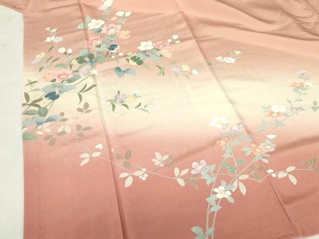 平和屋着物●訪問着 友禅 草花 暈し染め 正絹 逸品 DABF3698op