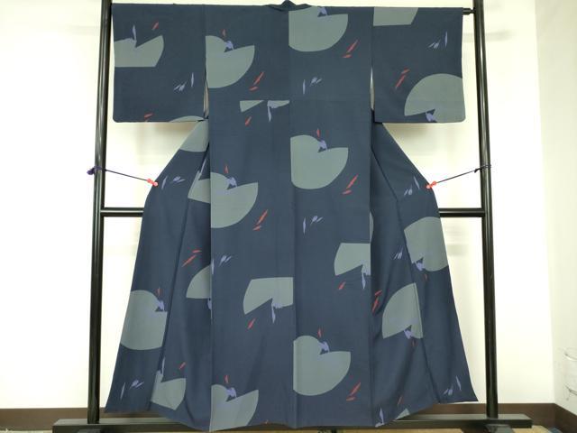平和屋着物●上質な小紋 幾何学花文 正絹 逸品 DABF3699op