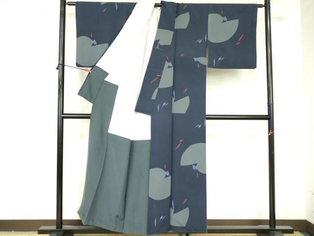 平和屋着物●上質な小紋 幾何学花文 正絹 逸品 DABF3699op