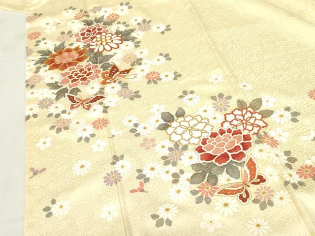 平和屋着物●訪問着 駒刺繍 舞蝶花文 金彩 正絹 逸品 未使用 DABF3703op