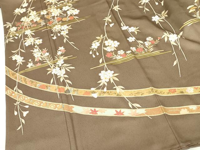 平和屋着物●創業460年・千總 訪問着 駒刺繍 枝垂れ桜 草花文 金彩 そごう百貨店扱い 正絹 逸品 DABF3709op