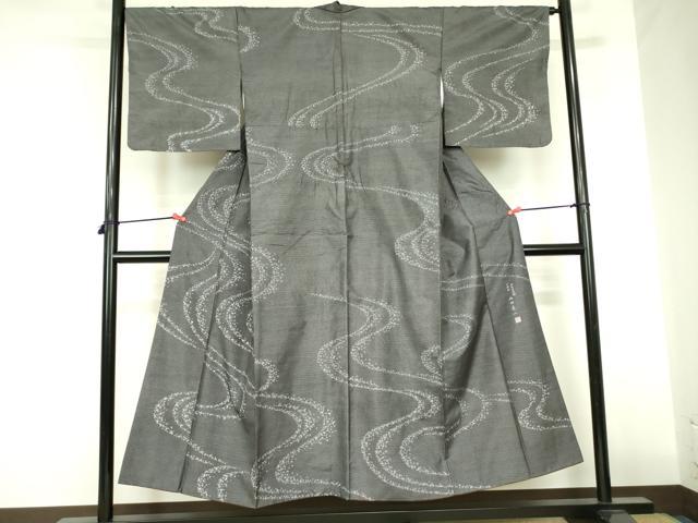 平和屋着物●訪問着 江戸小紋 内田秀一 角通し 流水文 正絹 逸品 DABF3710op