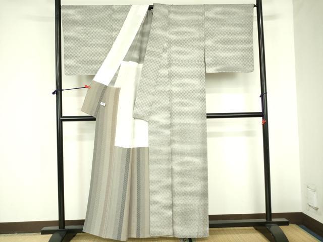 平和屋着物●上質な小紋 紬地 作家物 霞文 暈し染め 背抜き仕立て 正絹 逸品 DABF3714op