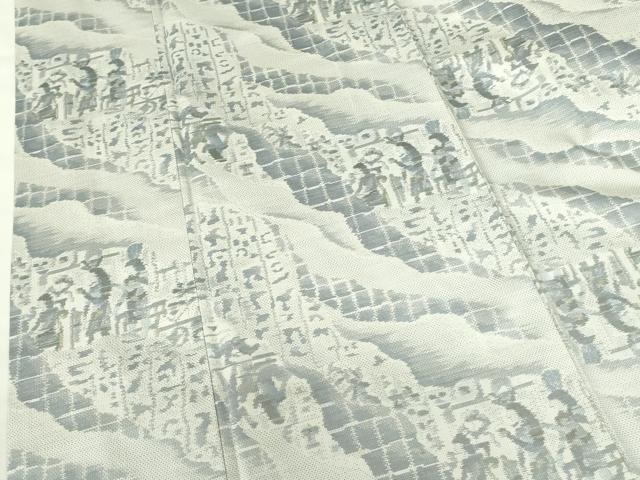 平和屋着物●本場大島紬 白大島 総絣 古代エジプト文様 正絹 逸品 DABF3715op