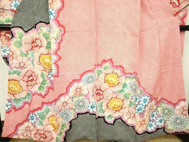 平和屋着物●豪華振袖 総絞り 牡丹 草花 正絹 逸品 DABF3718op
