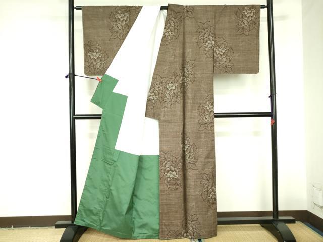 平和屋着物●本場大島紬 9マルキ 古代染色 純泥染 更紗花文 証紙付き 正絹 逸品 未使用 DABF3725op