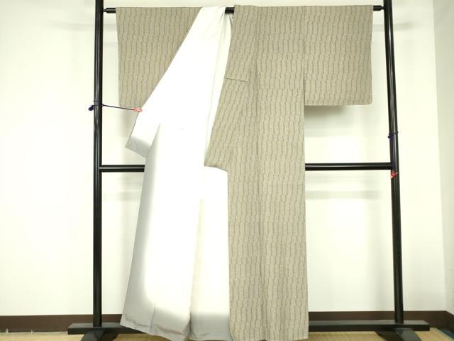 平和屋着物●東京染伝統工芸士 金田昇 小紋 変わり間道 反端付き 正絹 逸品 未使用 DABF3726op