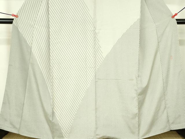 平和屋着物●藤倉守正 本塩沢 訪問着 斜線文 やまだ織 雪の中のきれ 証紙付き 正絹 逸品 DABF3727op