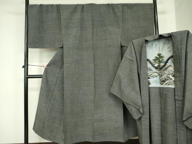 平和屋着物●男性 紬 アンサンブル 霞文 正絹 逸品 DABF3729op
