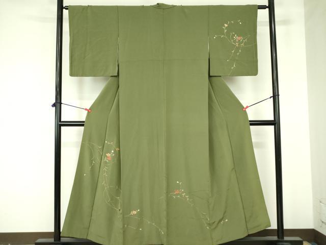 平和屋着物▼訪問着 総刺繍 草花 金彩 正絹 逸品 DABF3756op