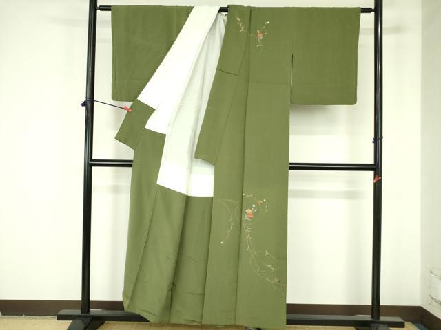 平和屋着物▼訪問着 総刺繍 草花 金彩 正絹 逸品 DABF3756op