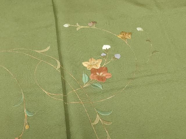 平和屋着物▼訪問着 総刺繍 草花 金彩 正絹 逸品 DABF3756op