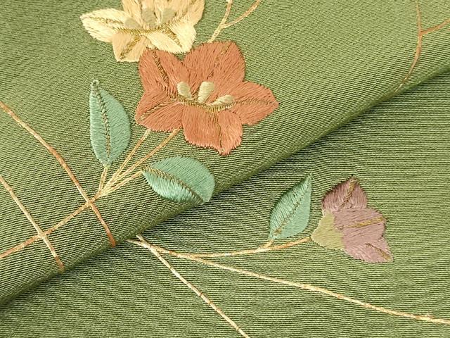 平和屋着物▼訪問着 総刺繍 草花 金彩 正絹 逸品 DABF3756op