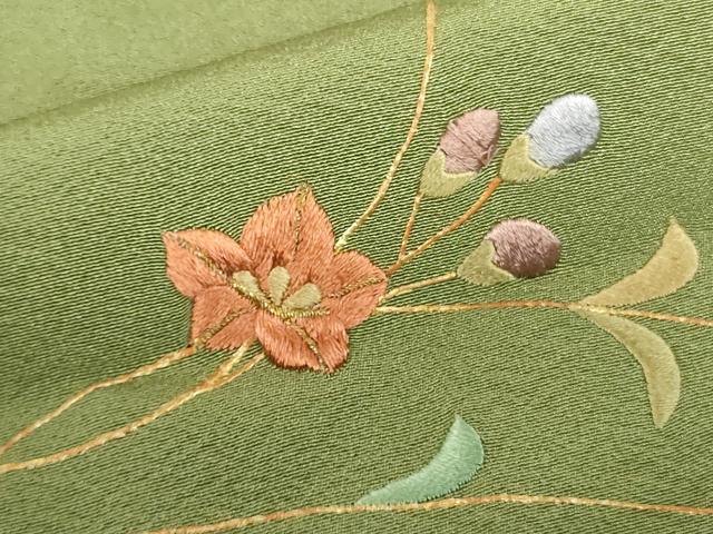 平和屋着物▼訪問着 総刺繍 草花 金彩 正絹 逸品 DABF3756op