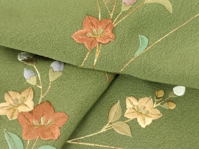 平和屋着物▼訪問着 総刺繍 草花 金彩 正絹 逸品 DABF3756op