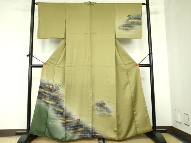平和屋着物▼訪問着 螺鈿 舞蝶花文 暈し染め 金銀彩 正絹 逸品 DABF3766op