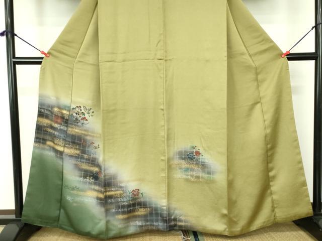 平和屋着物▼訪問着 螺鈿 舞蝶花文 暈し染め 金銀彩 正絹 逸品 DABF3766op