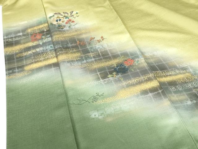 平和屋着物▼訪問着 螺鈿 舞蝶花文 暈し染め 金銀彩 正絹 逸品 DABF3766op