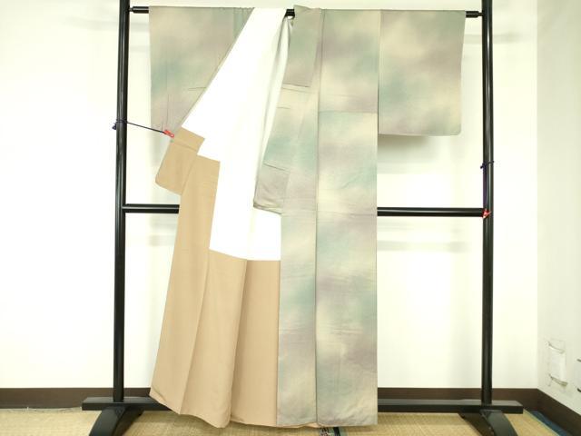 平和屋着物▼上質な小紋 小花地紋 暈し染め 正絹 逸品 DABF3768op