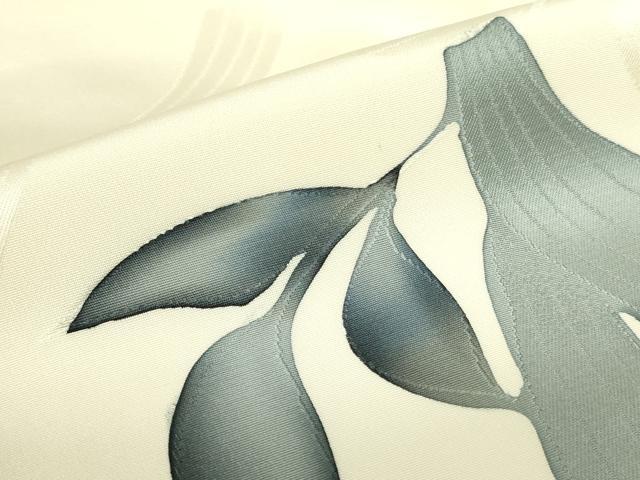 平和屋着物▼上質な小紋 地紋起こし 草葉文 正絹 逸品 DABF3775op