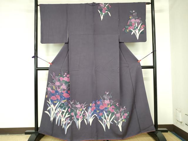 平和屋着物▼訪問着 手描き 草花 正絹 逸品 DABF3779op