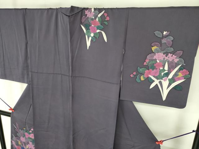 平和屋着物▼訪問着 手描き 草花 正絹 逸品 DABF3779op