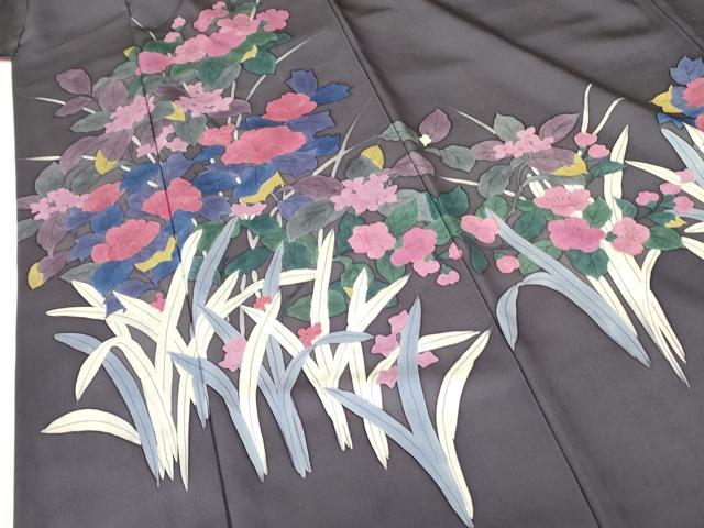 平和屋着物▼訪問着 手描き 草花 正絹 逸品 DABF3779op