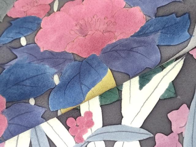 平和屋着物▼訪問着 手描き 草花 正絹 逸品 DABF3779op